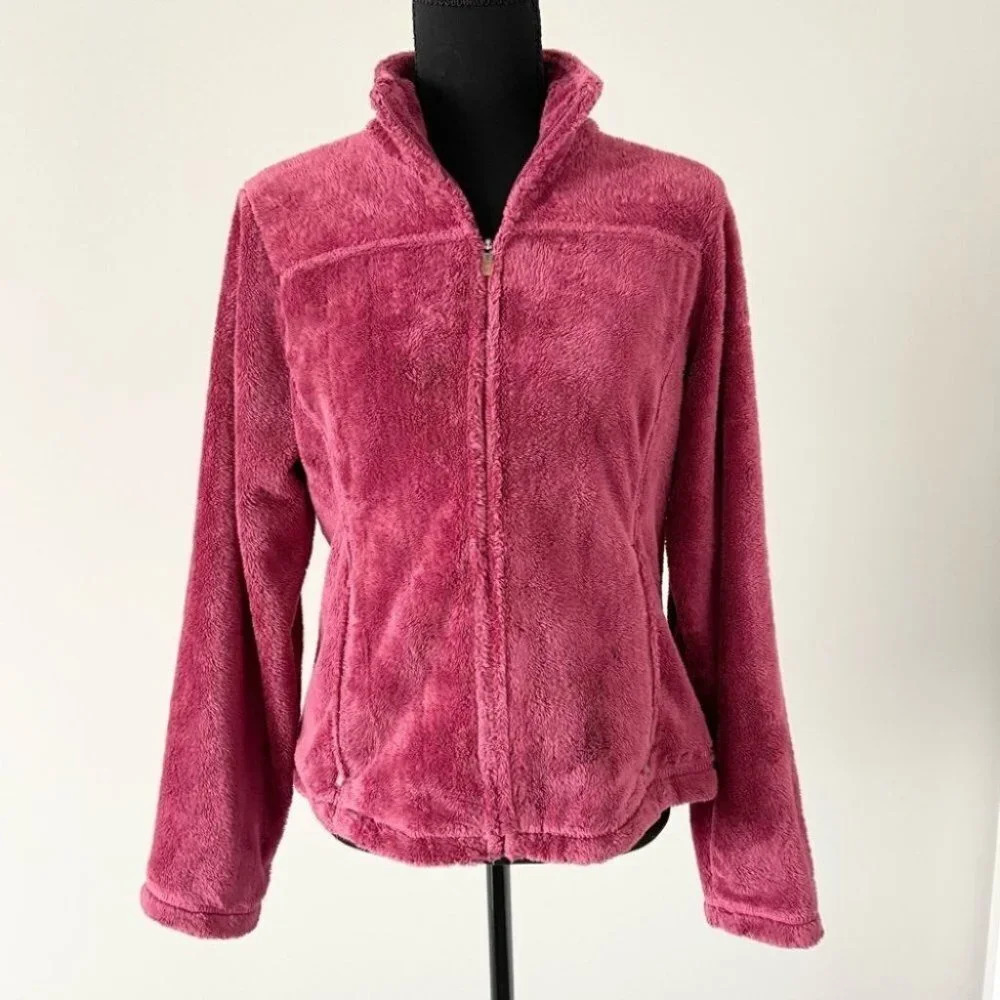 L.L.Bean Vintage Fuzzy Fleece Teddy Jacket in Burgundy